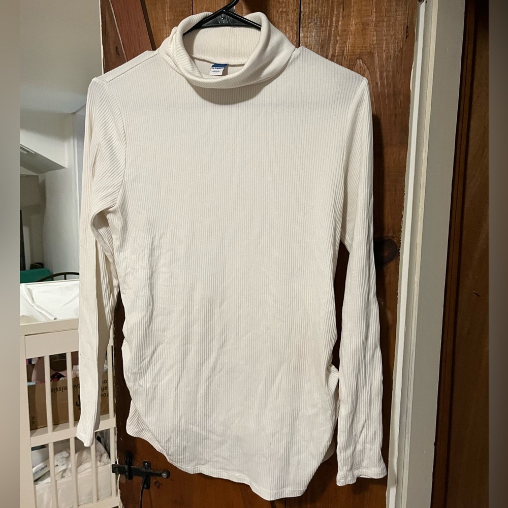 Cream Rib Knit Maternity Turtleneck